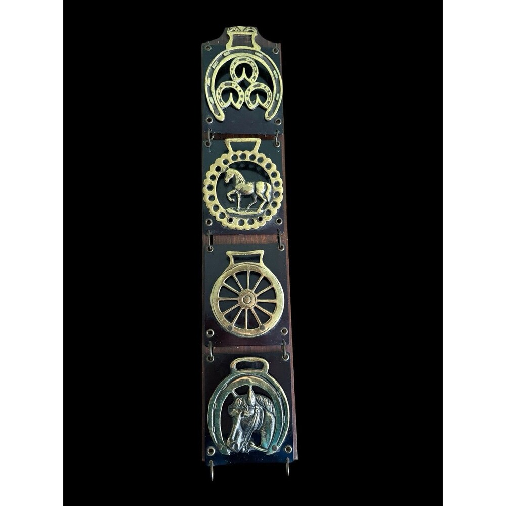 Vintage Horse Wall Rack Brass Tone Equestrian Decor Tie Belt Holder - Picture 1 of 10